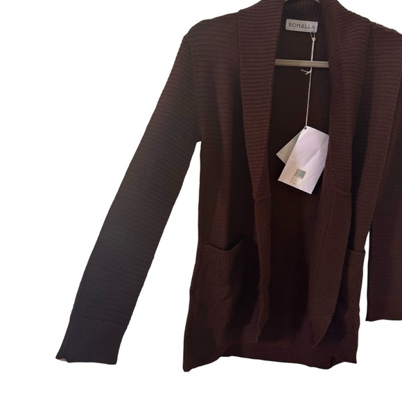 NWT Bonalla Ilian 100% Cashllama Open Ribbed Cardigan in "Dark Brown" Size Small - Picture 7 of 12